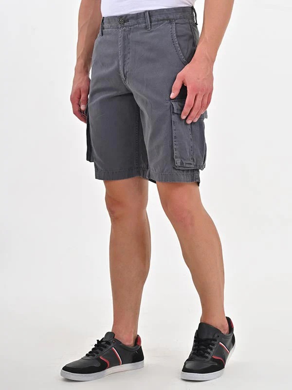 Indian Terrain Men's Regular Fit Solid Grey Shorts